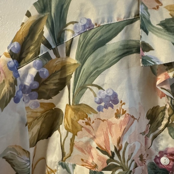 1970’s Floral Button-Up Collared Flower Neutral Blouse 18W Granny Cottagecore - Picture 8 of 12